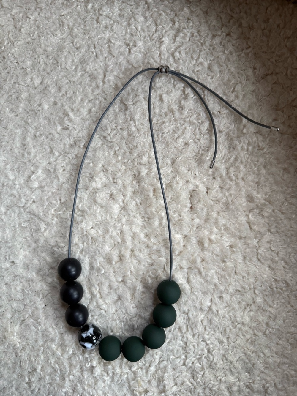 3/$20. Matte Green and Black Beaded Necklace